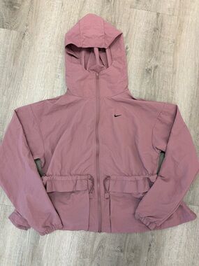 Nike Oversized Woven Jacket FN3669-208 Smokey Mauve Hooded Windbreaker Small